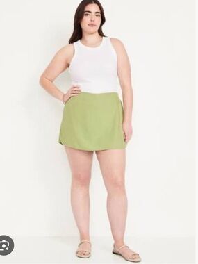 OLD NAVY Linen Blend Skort‎ Green XL Coastal Beach Casual Travel Euro Summer